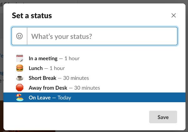 slack status lunch